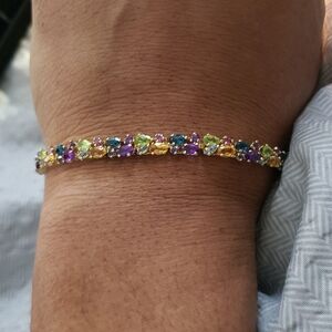 Elegant  Real 14kt gold Multi-Color and Ruby Gemstone Bracelet